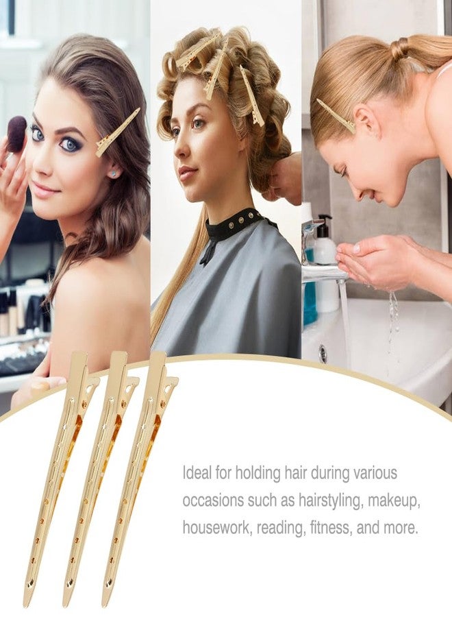 Dizila 40 Pieces 9cm/3.5" Gold Metal Hair Salon Alligator Hair Styling Clips with Holes Duckbill Hair Sectioning Clips Hair Barrettes Accessories for Women Girls Teens - Image 4